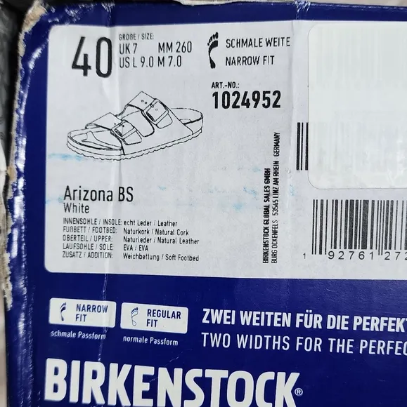 Birkenstock Arizona Womens Birko White Pebbled Leather Sandals Size 40 N
