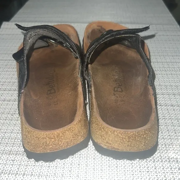 Birkenstock Betula Bombay Black Leather Leaf Slides Sandals Women’s 8.5-9/ EUR40