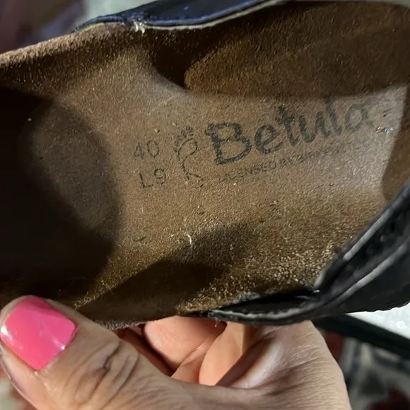 Birkenstock Betula Bombay Black Leather Leaf Slides Sandals Women’s 8.5-9/ EUR40