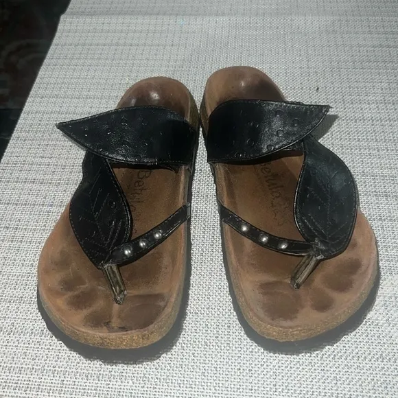 Birkenstock Betula Bombay Black Leather Leaf Slides Sandals Women’s 8.5-9/ EUR40