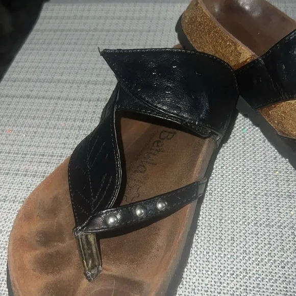 Birkenstock Betula Bombay Black Leather Leaf Slides Sandals Women’s 8.5-9/ EUR40