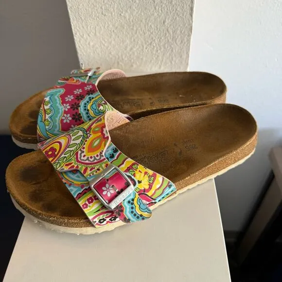 Birkenstock Birki’s Tropical Floral Colorful Paisley Slide Sandals EU41/USW10/M8