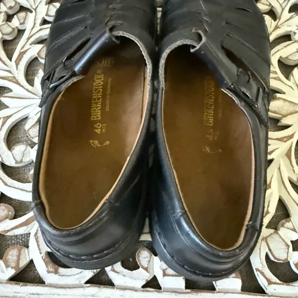 Birkenstock Black Leather Sandals Shoes Men’s 46 US 13