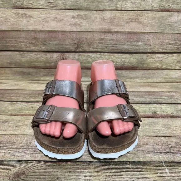 Birkenstock Gold Patent Leather Arizona Sandals