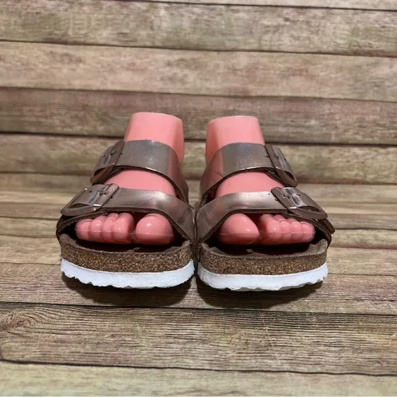 Birkenstock Gold Patent Leather Arizona Sandals