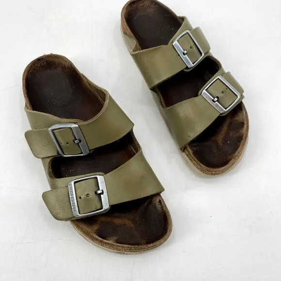 Birkenstock Green Leather Arizona Sandals