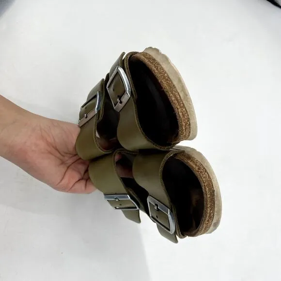Birkenstock Green Leather Arizona Sandals