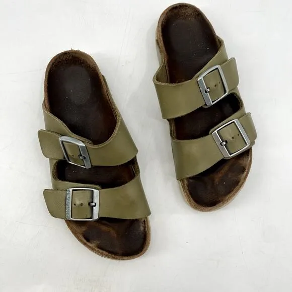 Birkenstock Green Leather Arizona Sandals