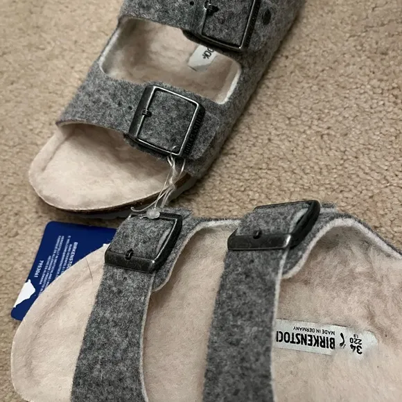 Birkenstock grey wool sandals/slippers size 34