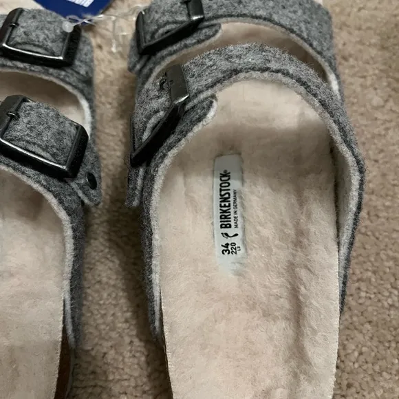 Birkenstock grey wool sandals/slippers size 34
