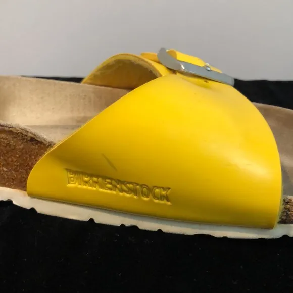 Birkenstock Madrid Bright Yellow Patent Leather Sandals Size 39 US 8/8.5