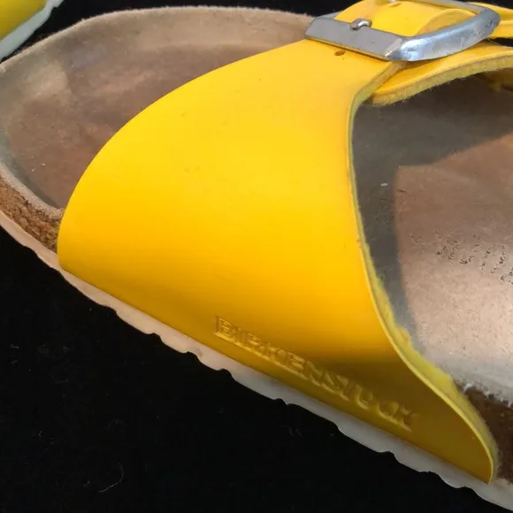 Birkenstock Madrid Bright Yellow Patent Leather Sandals Size 39 US 8/8.5
