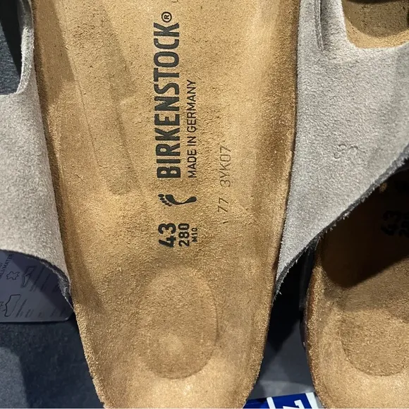 Birkenstock Men’s Arizona Sandals Taupe Suede Leather Size 10