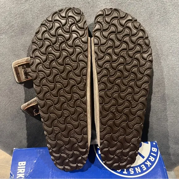 Birkenstock Men’s Arizona Sandals Taupe Suede Leather Size 10