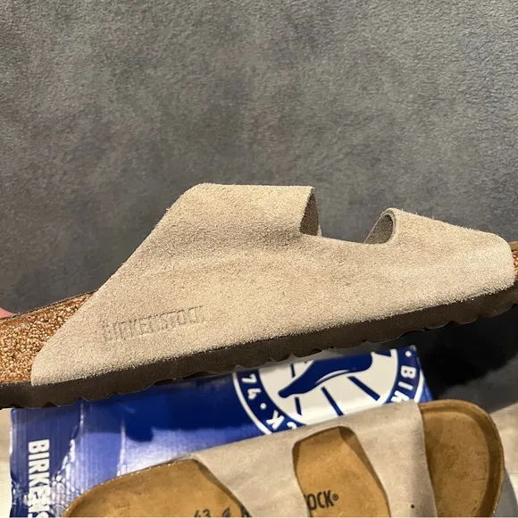 Birkenstock Men’s Arizona Sandals Taupe Suede Leather Size 10