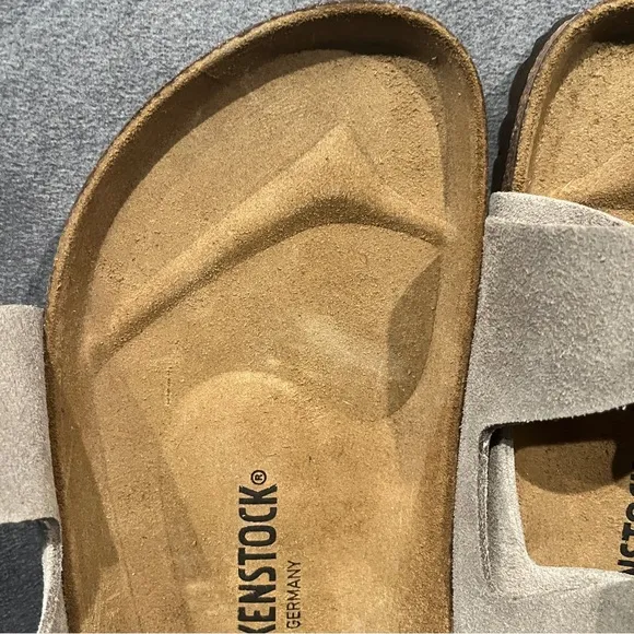Birkenstock Men’s Arizona Sandals Taupe Suede Leather Size 10