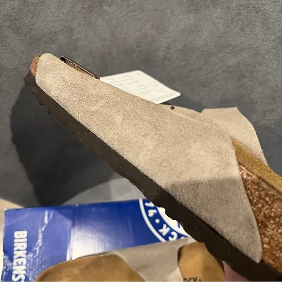 Birkenstock Men’s Arizona Sandals Taupe Suede Leather Size 10