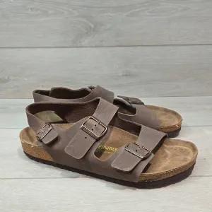 Birkenstock Mens Milano Leather Brown Sandals Shoes Slide Sz 45/12 Regular