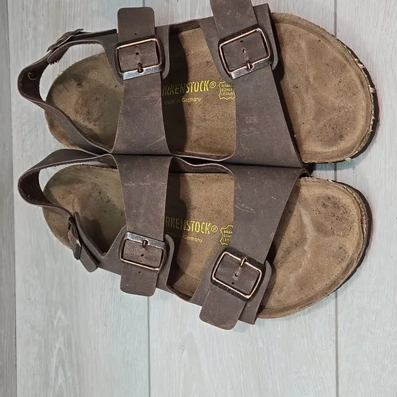 Birkenstock Mens Milano Leather Brown Sandals Shoes Slide Sz 45/12 Regular