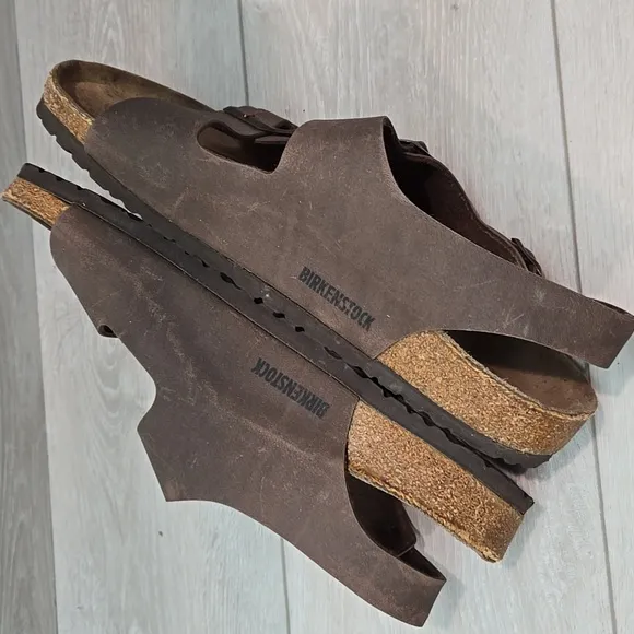 Birkenstock Mens Milano Leather Brown Sandals Shoes Slide Sz 45/12 Regular