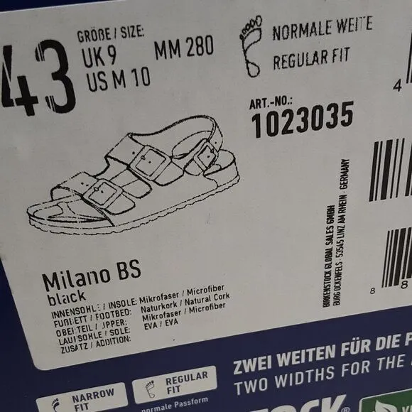 Birkenstock Milano BS Sandal Men's size 43 US 10 Women's 12