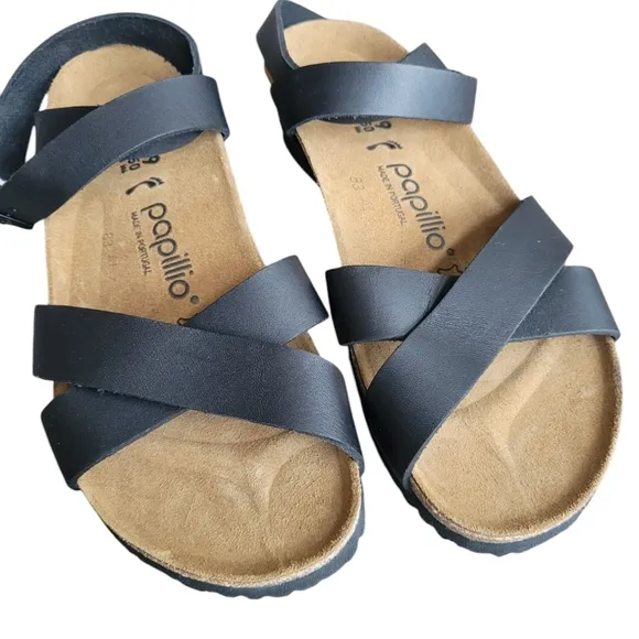 BIRKENSTOCK Papillio Black Lola Natural Sandals 39 L:8 M:6 Narrow