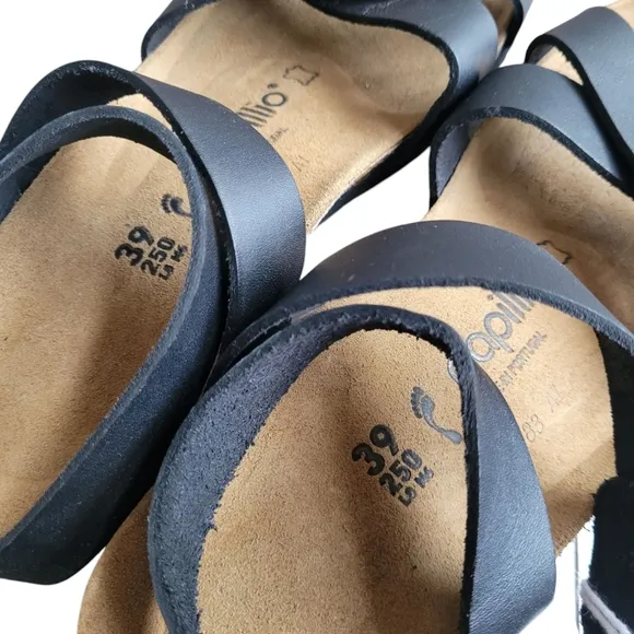 BIRKENSTOCK Papillio Black Lola Natural Sandals 39 L:8 M:6 Narrow