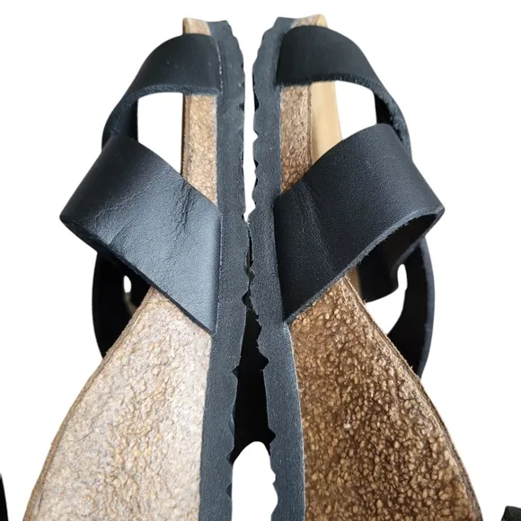BIRKENSTOCK Papillio Black Lola Natural Sandals 39 L:8 M:6 Narrow