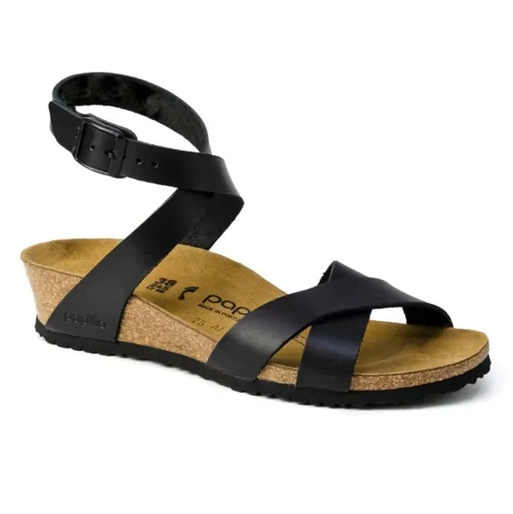 BIRKENSTOCK Papillio Black Lola Natural Sandals 39 L:8 M:6 Narrow
