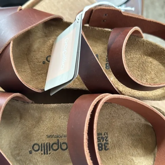 Birkenstock Papillio Women's Lola Leather Sandals, Cognac, 7-7.5 Narrow