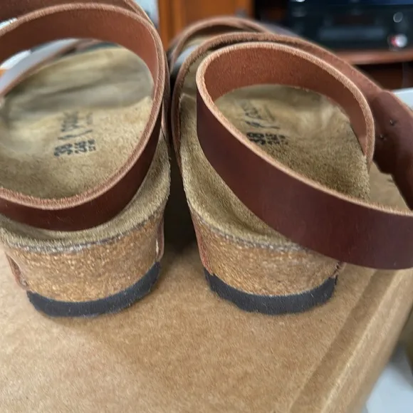 Birkenstock Papillio Women's Lola Leather Sandals, Cognac, 7-7.5 Narrow