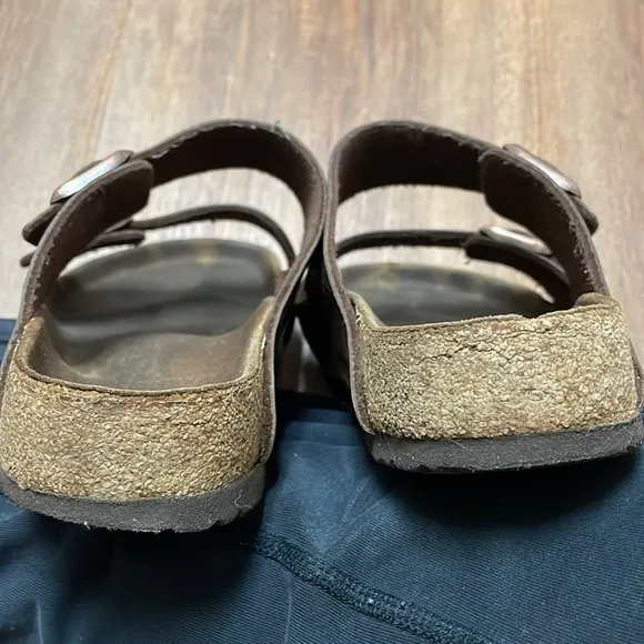 Birkenstock Sandals Arizona Dark Brown Natural Leather Mens 39