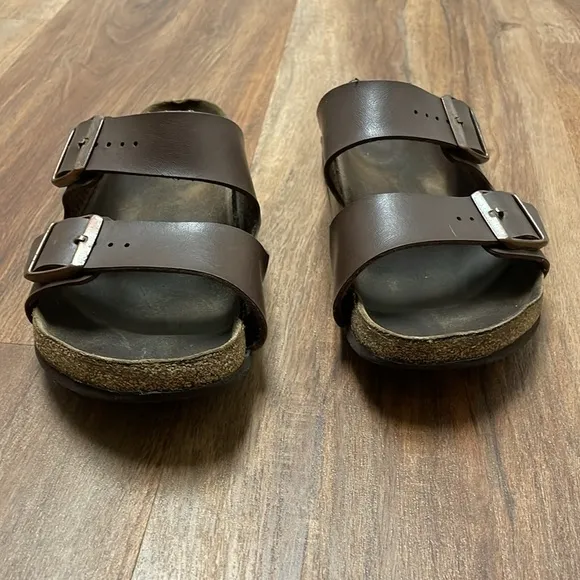 Birkenstock Sandals Arizona Dark Brown Natural Leather Mens 39