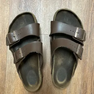 Birkenstock Sandals Arizona Dark Brown Natural Leather Mens 39
