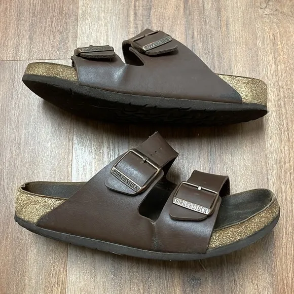 Birkenstock Sandals Arizona Dark Brown Natural Leather Mens 39