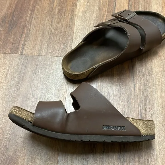 Birkenstock Sandals Arizona Dark Brown Natural Leather Mens 39