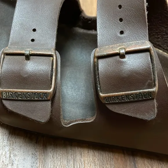 Birkenstock Sandals Arizona Dark Brown Natural Leather Mens 39