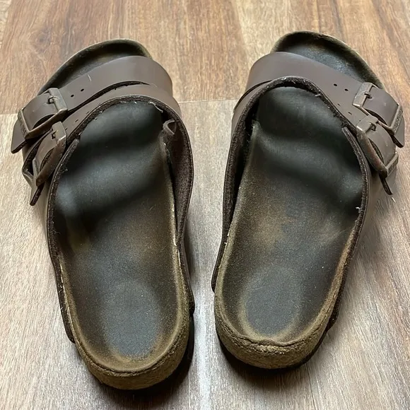 Birkenstock Sandals Arizona Dark Brown Natural Leather Mens 39