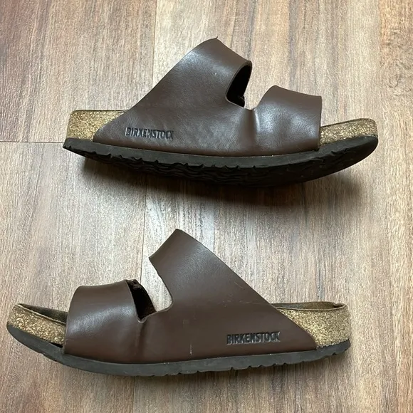 Birkenstock Sandals Arizona Dark Brown Natural Leather Mens 39