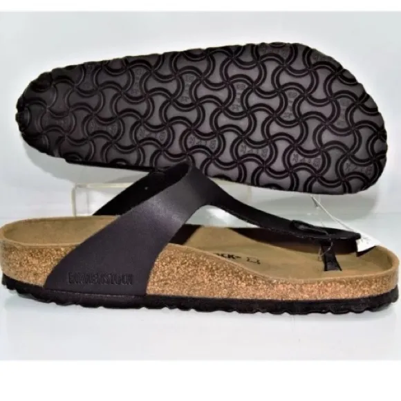 Birkenstock Sandals black vegan leather upper shoes Birks sandals faux leather