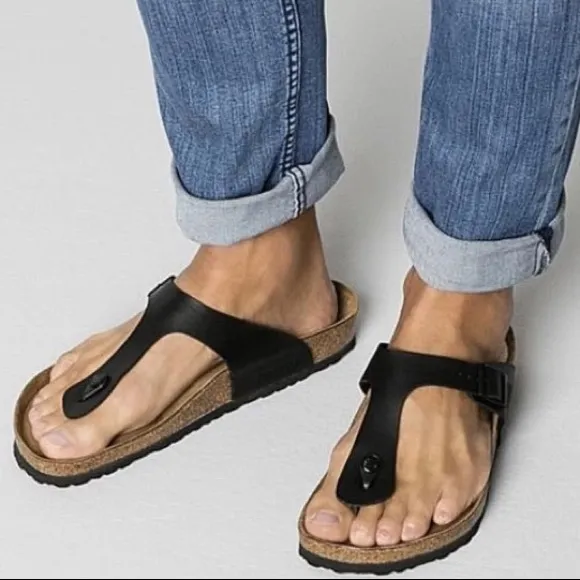 Birkenstock Sandals black vegan leather upper shoes Birks sandals faux leather