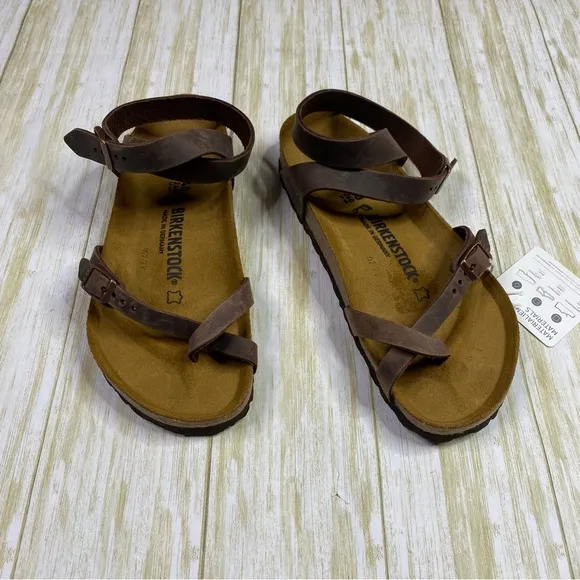 Birkenstock Yara Brown Habana Oiled Suede Leather Sandals