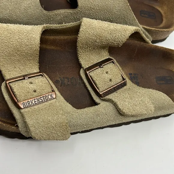 Birkenstock Arizona Tan Suede Strap Sandals EU Sz 41 Narrow US W 10 M 8 Soft FB