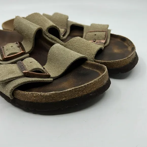 Birkenstock Arizona Tan Suede Strap Sandals EU Sz 41 Narrow US W 10 M 8 Soft FB