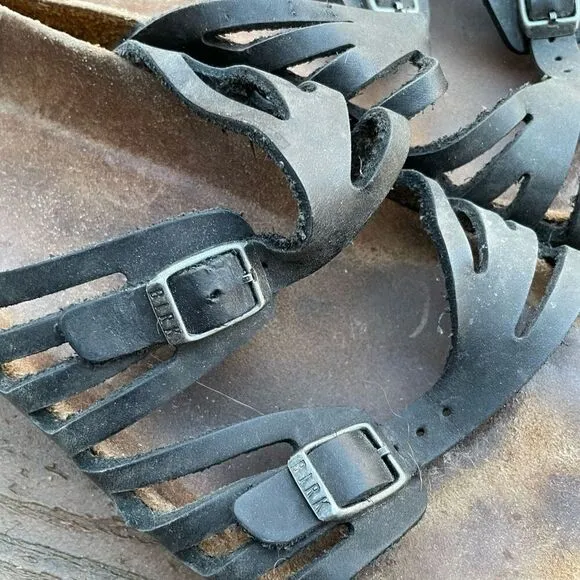 Birkenstock Womens Grenada Sandals 10 Black Leather Buckles Softbed Year Around
