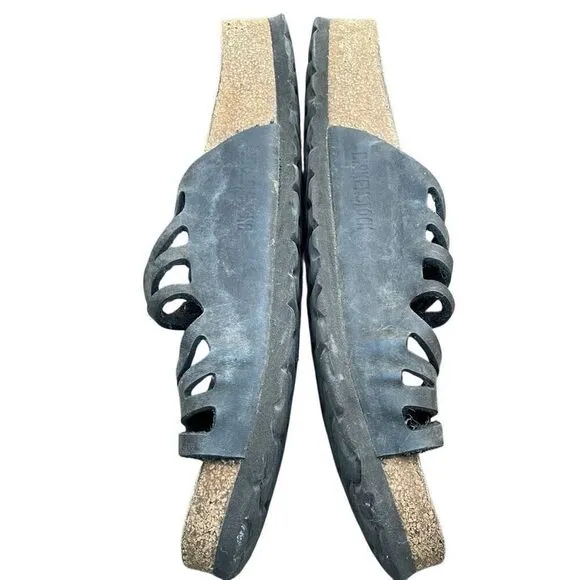 Birkenstock Womens Grenada Sandals 10 Black Leather Buckles Softbed Year Around