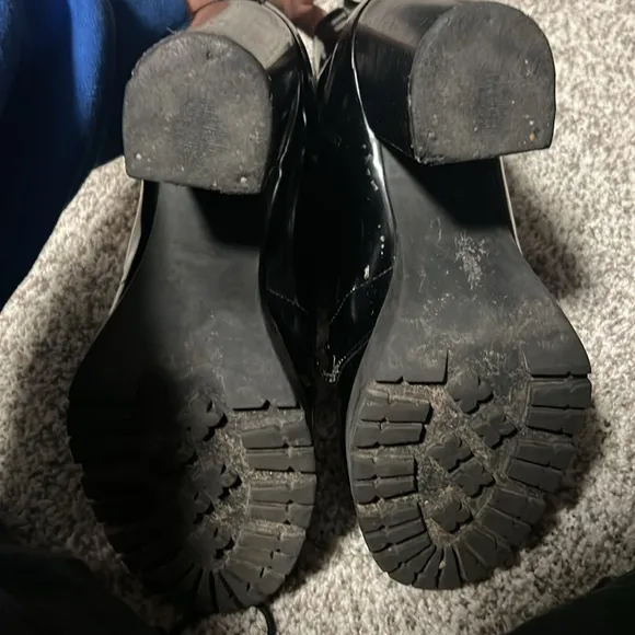 Black Ankle High Heel Combat Moto Chunky Mountain Boots size 9 Women Fall (6 mx)