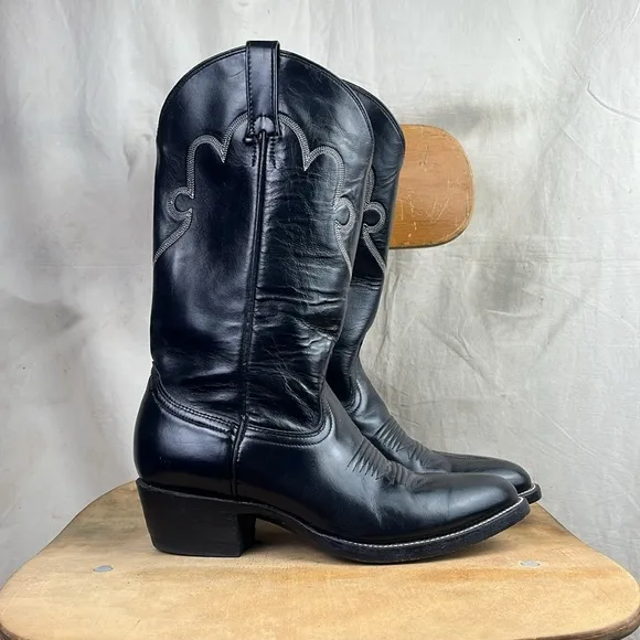 Black Cowtown Leather Soled Cowboy Boots