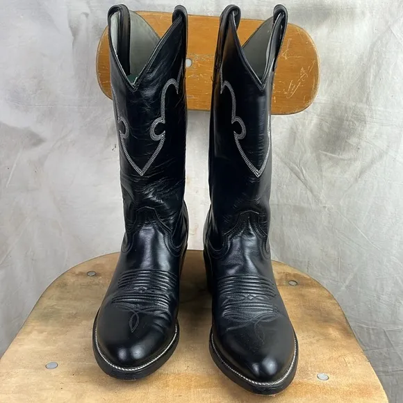Black Cowtown Leather Soled Cowboy Boots