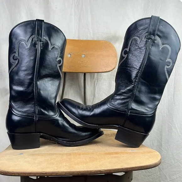 Black Cowtown Leather Soled Cowboy Boots